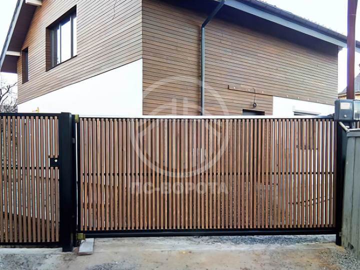 откатные деревянные ворота с автоматикой CAME