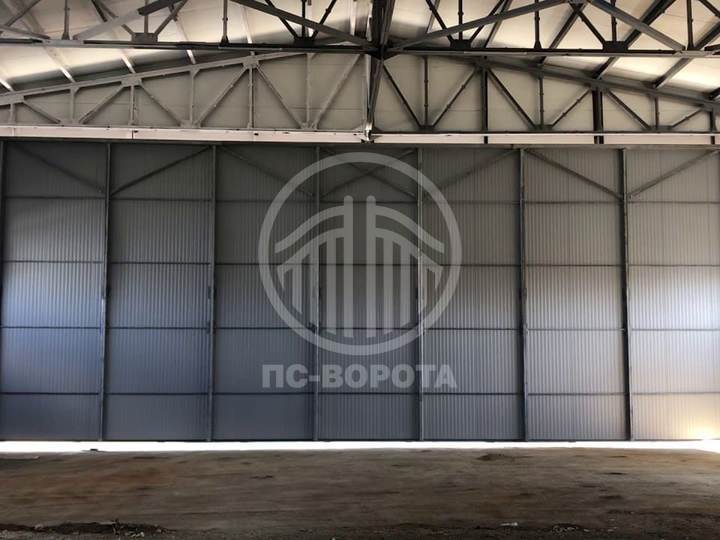 металлические ангарные ворота из профнастила