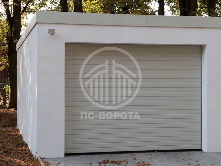 ворота для гаража с рулонным механизмом открывания и заполнением из алюминиевого профиля