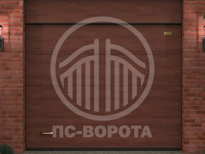 Секционные ворота из сэндвич панелей L-гофр с фальшь панелью