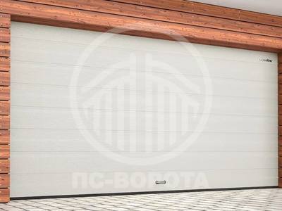 Стальные секционные ворота из сэндвич панелей М-гофр с ручкой открывания