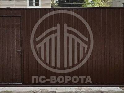 Автоматические откатные ворота из профлиста