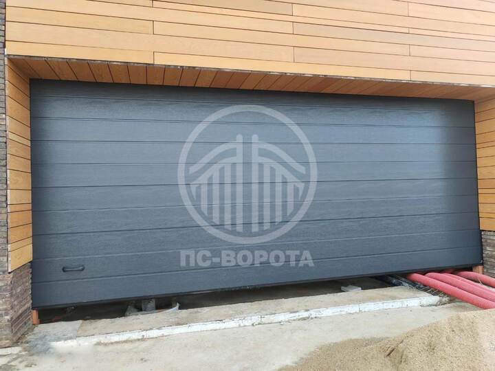 подъемные автоматические ворота из сэндвич панелей L-гофр